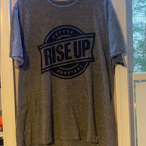 Grey Rise Up Coffee graphic short sleeve tee